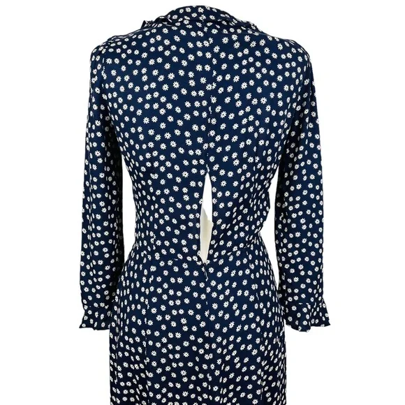 Reformation Heidi Navy And White Floral Midi Dress. - Picture 8 of 12
